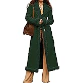 Toumov Long Coats for Women Fuzzy Sherpa Lined Trench Coat Faux Fur Warm Winter Outwear Casual Long Sleeve Jackets Overcoat