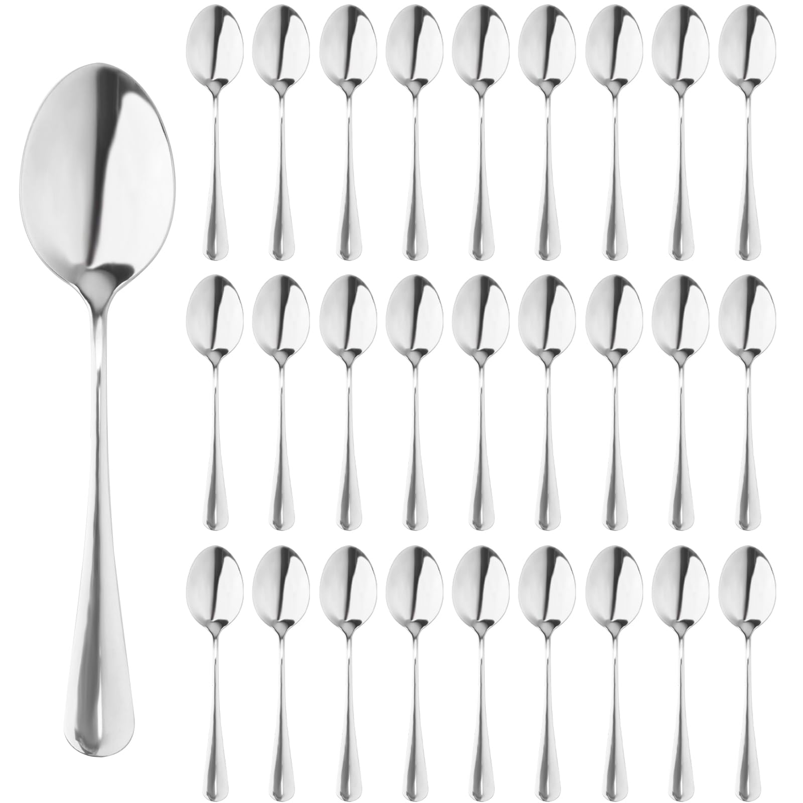 MOUYAT 50PCS 6.7 Inch Tea Spoons, 17cm Stainless Steel Teaspoons, Dessert Teapoons, Cutlery Spoons Set for Cutlery Set for Tea and Coffee for Home, Kitchen, and Restaurant