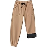 ZooYung Toddler Fleece Lined Warm Snow Hiking Pants Baby Boys Girls Winter Ski Sweatpants Kids Running Joggers