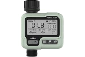 Kazeila Water Timer, Programmable Sprinkler Timer for Garden, Hose Timer for Irrigation Features Rain Delay/Manual/Automatic Watering System, Digital Irrigation Timer for Lawns, HTC-322