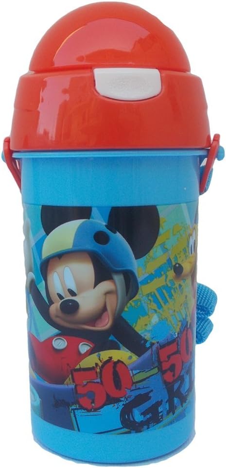 Bottle MICKEY MOUSE TOPOLINO DISNEY POP-UP PLASTIC BY TRAVEL + TRACK ML 500-4448CELESTE