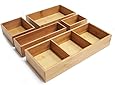 Seville Classics 5-Piece Bamboo Storage Box Set with Dividers, Dark Brown