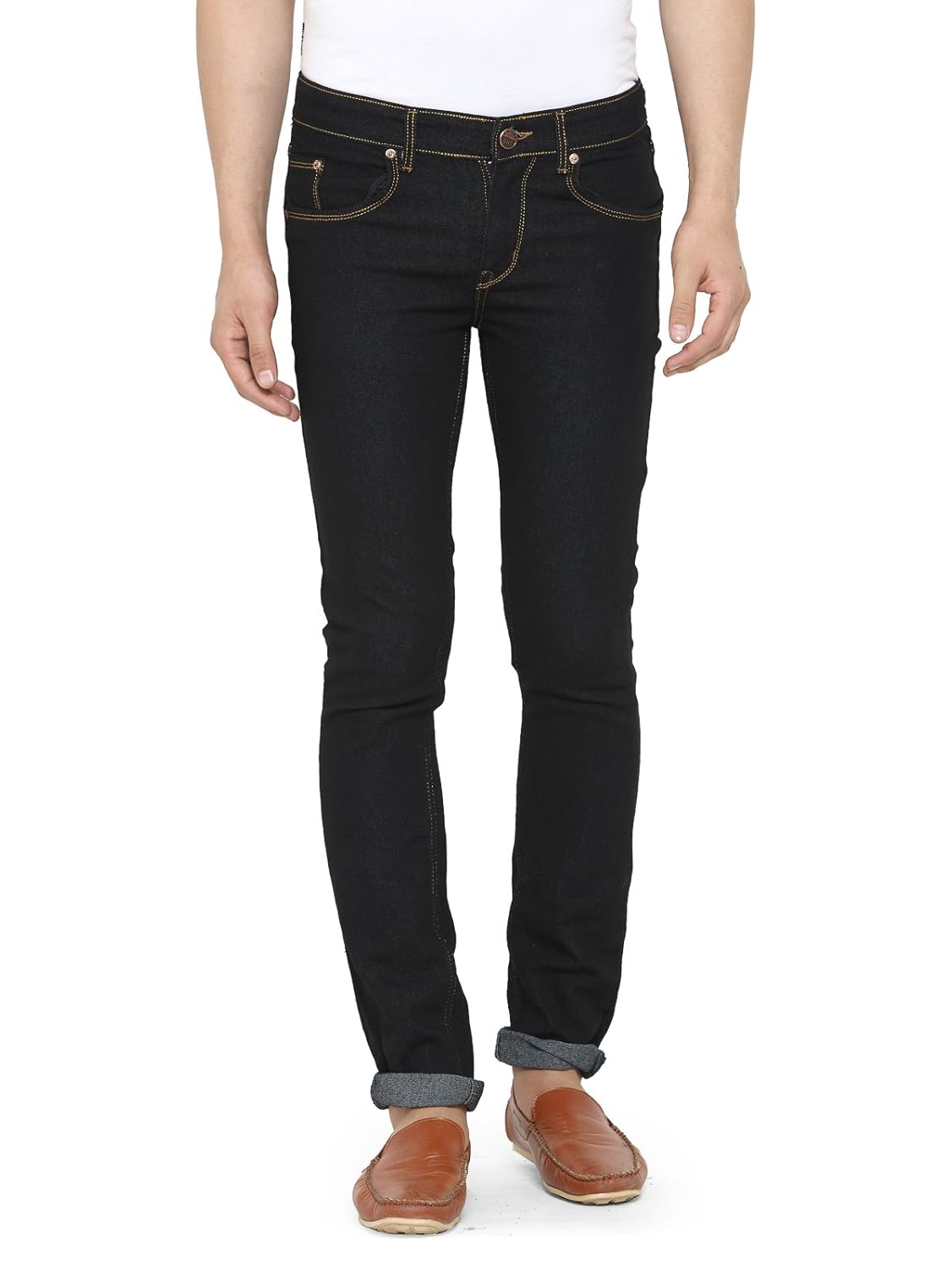 jainish men's denim stretchable jeans (black)