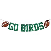 Go Birds Banner - Fly Eagles Fly Banner, Eagles Football Game Day Decor, Go Eagles Footbal Party Decorations Green Glitter