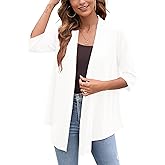 Heymoments Women's Lightweight Open Front Knit Cardigans Short Sleeve Casual Soft Drape Summer Cardigan S-2XL