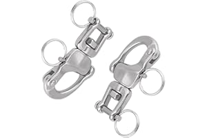 EVGATSAUTO 2PCS Swivel Eye Snap Shackle, 316 Stainless Steel Boat Hook with Small Steel Ring, for Heavy Duty Marine and Indus