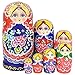 WALAIKA 7pcs Blue Belly Beautiful Girl Russian Nesting Dolls Handmade Wooden Matryoshka Toys The Best Gift for kids