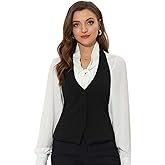 Allegra K Women's Waistcoat Halter Neck Vintage Sleeveless Button Down Dressy Suit Vest Jacket