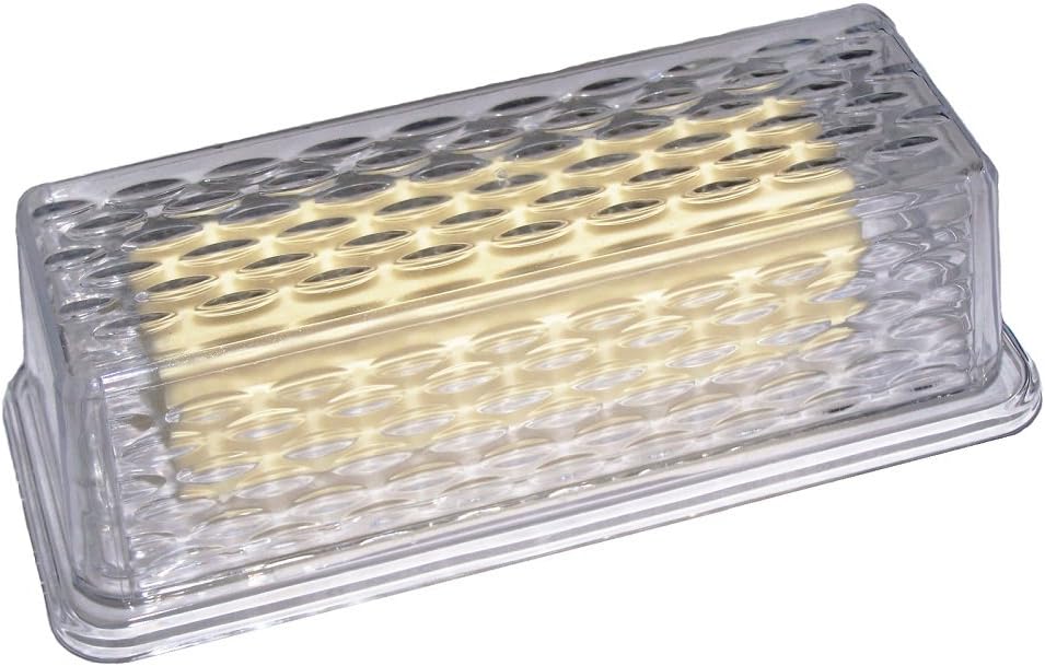 CLEAR PLASTIC BUTTER DISH FOR COUNTER WITH LID TEXTURED SINGLE STICK BUTTER DISH