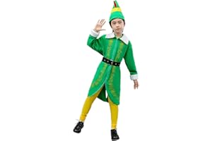 Child's Elf Buddy Costume Elf Suit with Hat for Christmas Dress-Up, Holiday Parties & Cosplay