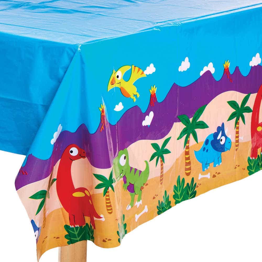 Baker Ross FC981 Dinosaur Party Table Cover - Pack of 1 Cover, Kids Party Decorations and Birthday Tableware, Dinosaur Party Table Cover โ image 1