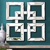 QMDECOR Silver Mirrored Wall Decor 16x16” Decorative Mirror Modern Fashion DIY Wall-Mounted Mirrors Square Design Gorgeous, G