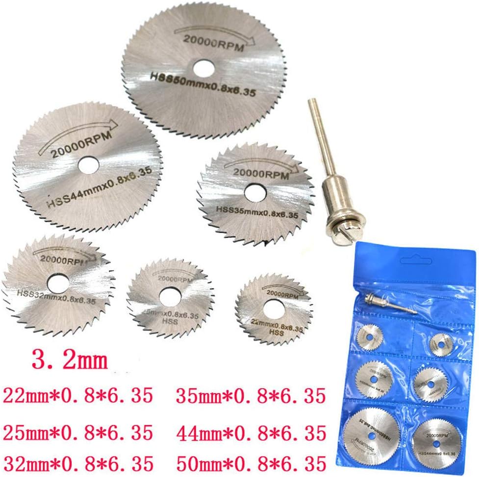 Alelife 6pcs HSS Saw Disc Wheel Cutting Blades For Drills Rotary Tools + Mandrel