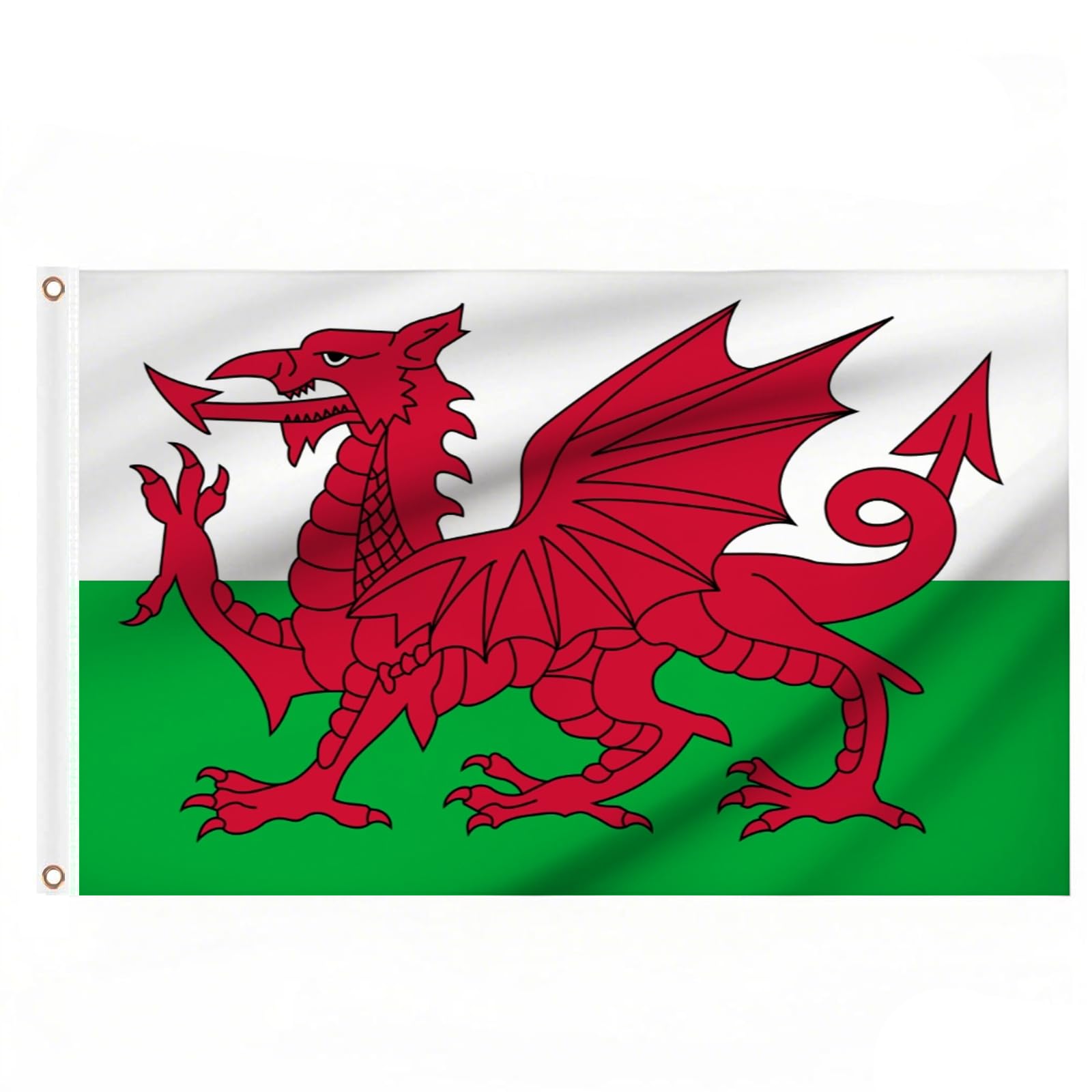 2PCS Welsh Flags 5ft x 3ft for St David's Day Party Decorations, Large Wales Flag with Brass Eyelets for Football Sports Events Decoration