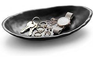 Black Decorative Bowl for Keys - Key Tray for Entryway Table, Modern Oval Catchall Organizer Jewelry, Coin, Essentials