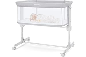 Ezebaby Baby Bassinet Bedside Sleeper, Portable Bedside Bassinet for Baby Newborn Infants with Adjustable 7 Heights and All Mesh Sides, Mattress & Sheet Included