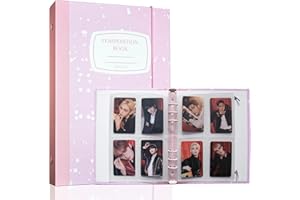 MOMOSI Kpop Photocard Binder A5 Photocard Collect Book 6 Ring A5 Binder Photocard Holder Kpop Photocard Holder Refillable Picture Book for Photos with 30 Pcs Inner Refills Album (Pink Ink Splash)