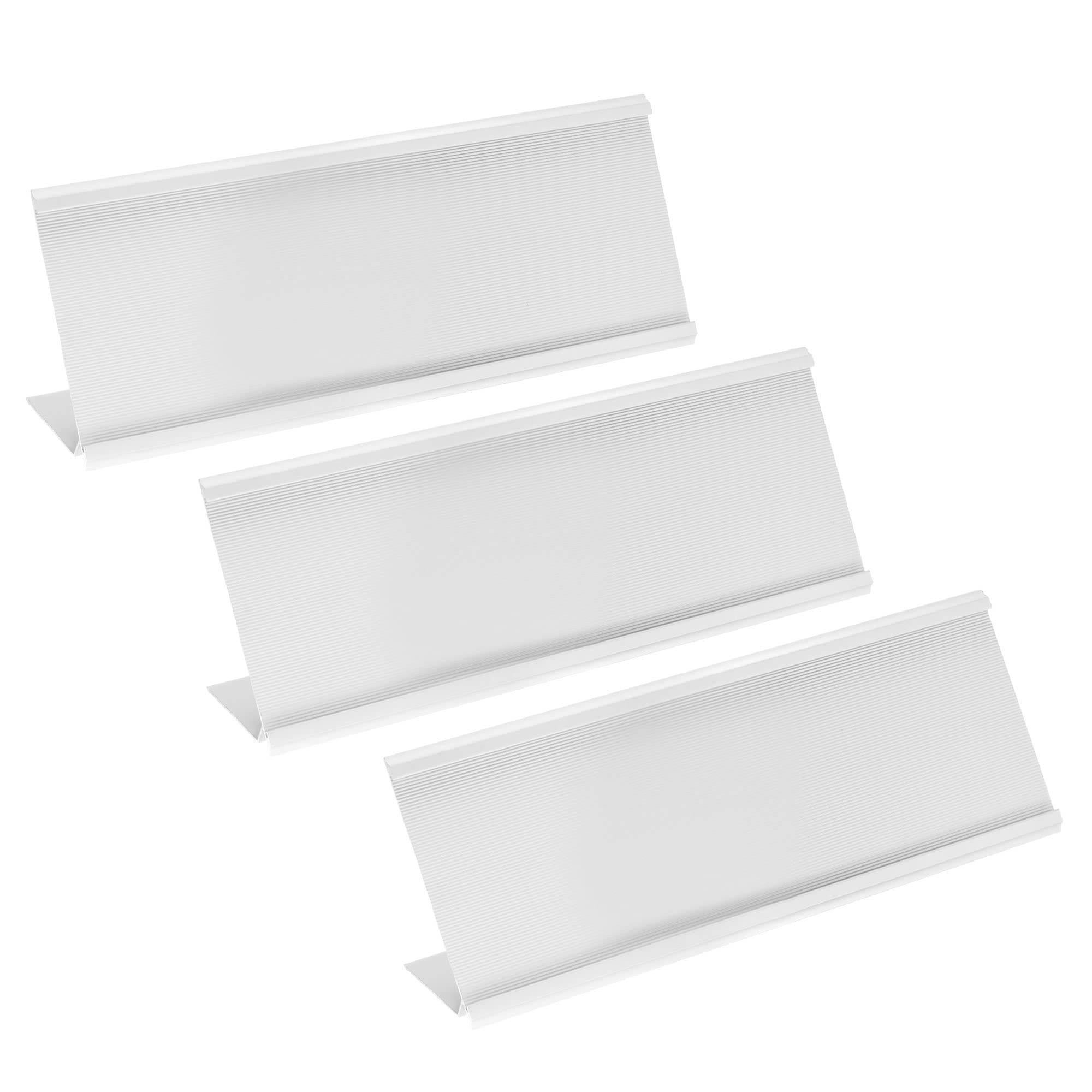 PATIKIL 3 x 9.4inch Aluminum Name Plate Holder, 3Pcs L Type for Desk Office Business Door Sign Holder Silver Tone