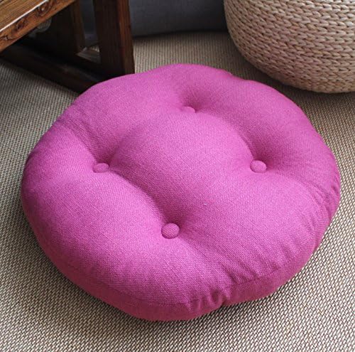 WDZA Flax Futon Pad Thickened Round Mat, 50X50Cm, Rose Red