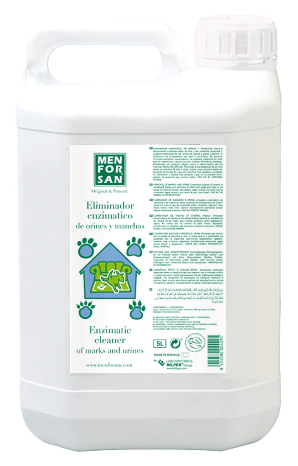 Menforsan Enzymatic Pet Urine and Stain Remover, Colorless, 5 l