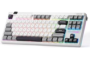 Redragon K729 PRO 80% Wireless Gasket RGB Gaming Keyboard, 3-Mode TKL Mechanical Keyboard w/Knob Control, Mix-Color PBT Keyca