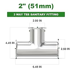 TAISHER 1PCS 304 Stainless Steel 2" Tube OD 3 Way