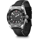 Victorinox Swiss Army Automatic Black Dial Black Leather Strap Watch 42mm - 242044