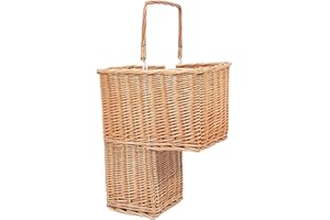 Portable Willows Stair Basket Organizers for Stairs Easy to Storage Solution for Clothes and Bedding Handmade Basket