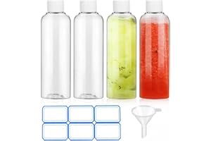 AskBed 4 Pack 3.4 Oz (100ml) Clear Plastic Shot Bottles with caps - Travel Bottles for Health, Immunity, Wellness, Samples - Perfect for Ginger Juice & Personal Care on the Go