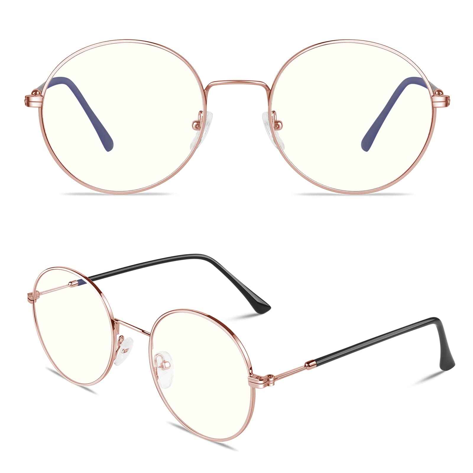 GQUEEN Blue Light Glasses Anti Eyestrain UV Glare Retro Round Blue Light Blocking Glasses for Women Men TV Phone Computer Gaming Eyeglasses