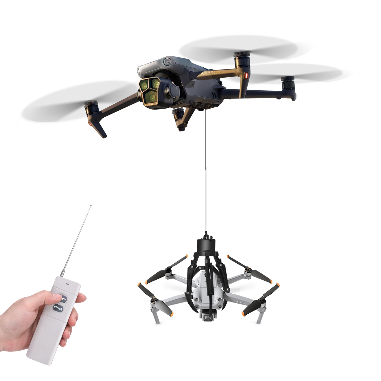Drone Grasping & Airdrop System - Mantis Mechanical Claw Hook Large, Black
