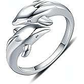 925 Sterling Silver Dolphin Ring, Adjustable Ring For Women