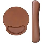RICHEN Ergonomic PU Leather Keyboard Wrist Rest and Mouse Pad with Wrist Support, Memory Foam Set for Computer/Laptop,Gaming and Office, Comfortable for Easy Typing & Pain Relief (PU Brown)