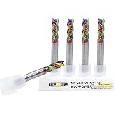 WEXWE Tools Carbide End Mills,DLC Coating CNC Mill Bits for Aluminum, Composite Materials, 3 Flute, 1/8 Shank(.125(1/8)", 5pcs)