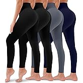 4 Pack Leggings for Women Butt Lift High Waisted Tummy Control No See-Through Yoga Pants Workout Running Leggings
