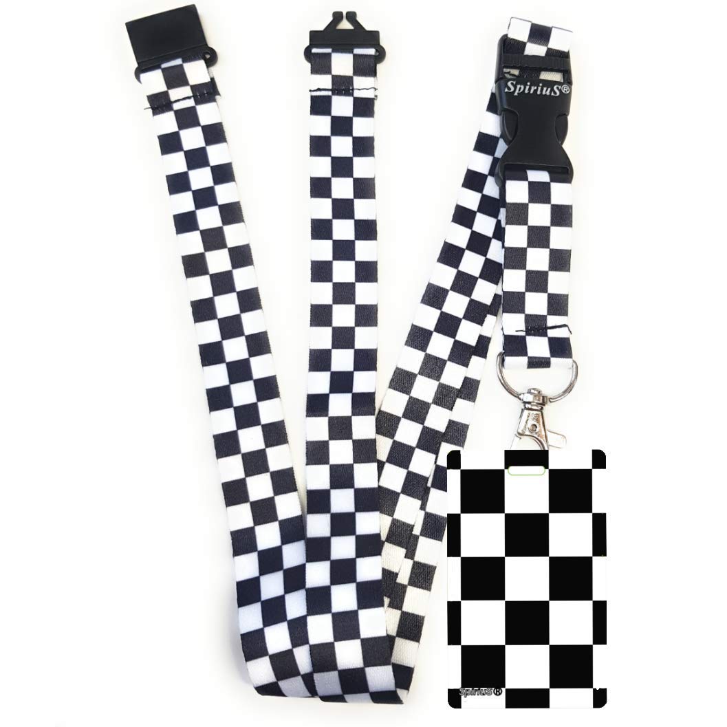 SpiriuS Lanyard Neck Strap with Unique Badge Holder (Unique Checker Plaid Squares)