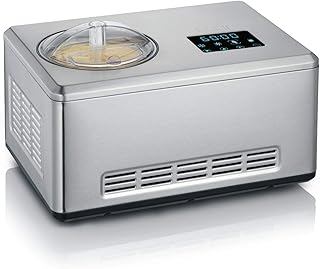 Severin 2-in-1 Eismaschine mit Joghurtfunktion, Inkl. 2 Eisbehälter (je 2L) und 1x Rezeptbuch, Digitaler Timer, Deckelöffnung, EZ 7406