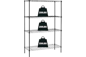 HCY 4-Tier Wire Shelving Unit Storage Shelves Shelf Organizer 54inx36inx14in Heavy Duty Metal Rack NSF Height Adjustable for Laundry Bathroom Kitchen Garage Pantry Organization(Black)