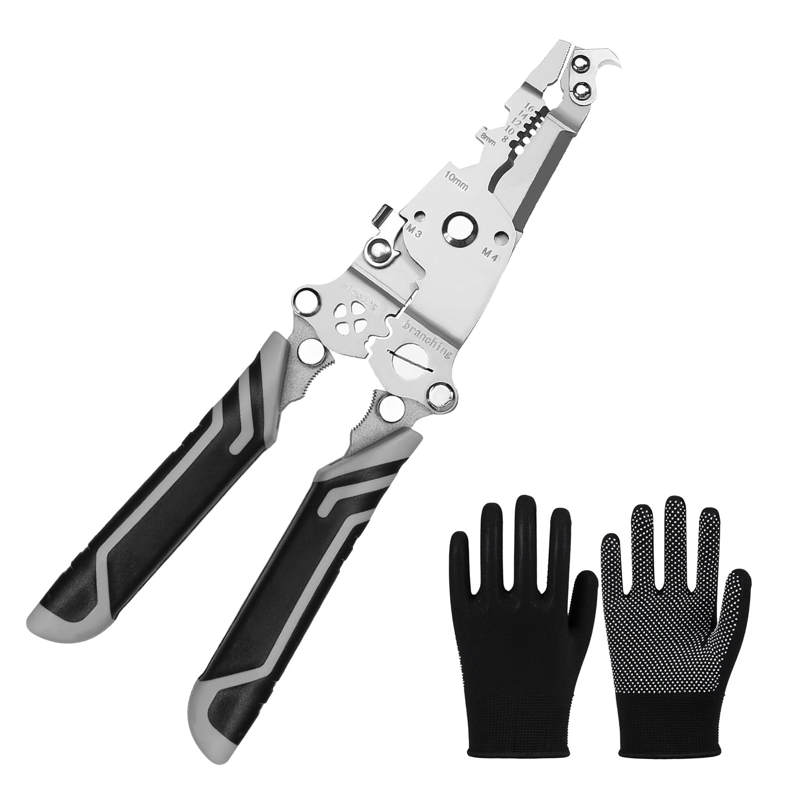 prota Wire Stripper 18 in 1 Foldable Wire Stripper, Micro Cable Stripper Tool Cable Cutter Pliers, Multifunctional Wire Stripper Crimper for Electricians, Circuit, Distribution Box Repair