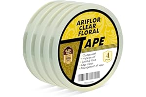 ARIFLOR 4Packs Clear Floral Tape - 1/4 inches Wide Floral Vase Tape, Clear Waterproof Floral Tape for Fresh Flower Bouquets and Flower Arrangements Crafts (0.25inch*4Packs), 0.25inch*4Pack