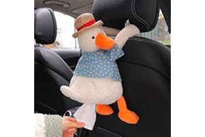 Cute Duck Car Tissue Holder, Hanging Tissue Box for Car Backseat, Cartoon Soft Plush Duck Tissues Dispenser, Universal Access