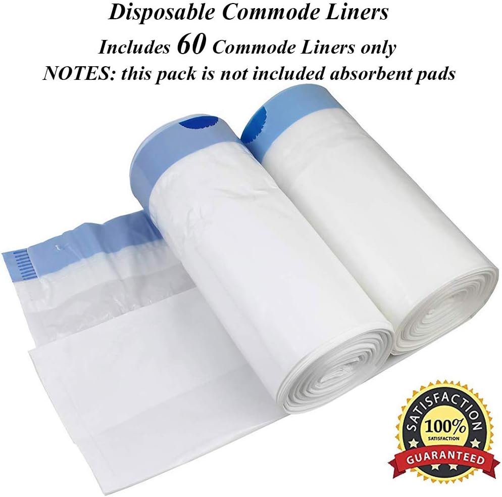 Commode Liners, Bearals Commode Bags Bedside Commode Liners Disposable for Adult Commode (Pack of 60): Health & Personal Care