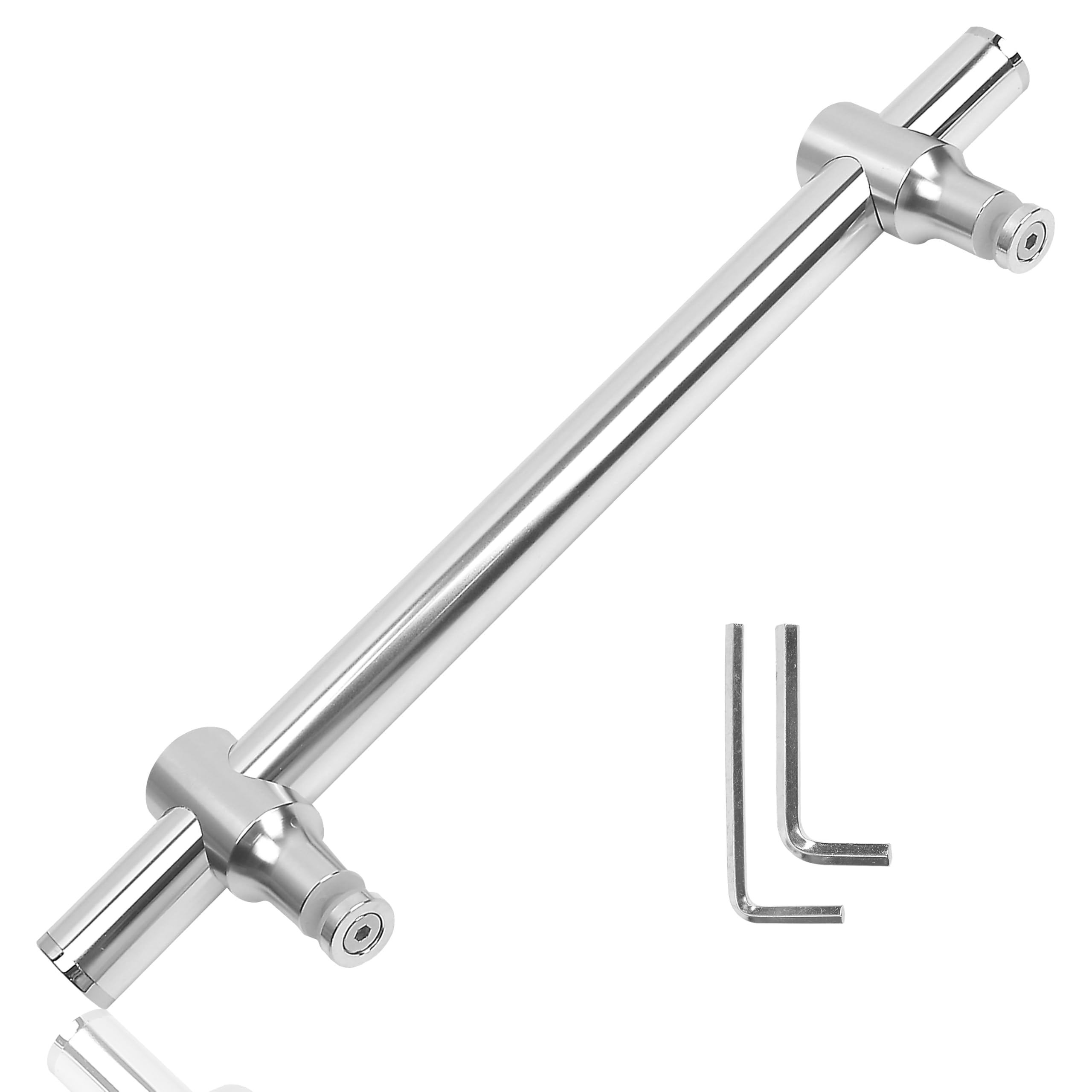 Photo 1 of **NO HARDWARE**
Adjustable Shower Door Handle, Sliding Hardware Replacement, Single Glass Towel Bar Handles, with Adjustable Hole Distance Knobs for Bathroom Doors Interior Exterior, Silver