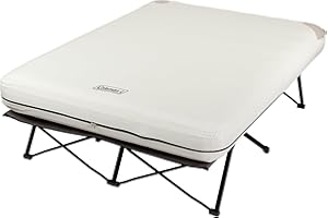 Coleman Queen-Size Airbed Cot Combination, Folding Air Mattress with Steel Frame & Side Table, Battery Pump Included, Great for Camping, Lounging, Elevated Sleeping, Guests, & More