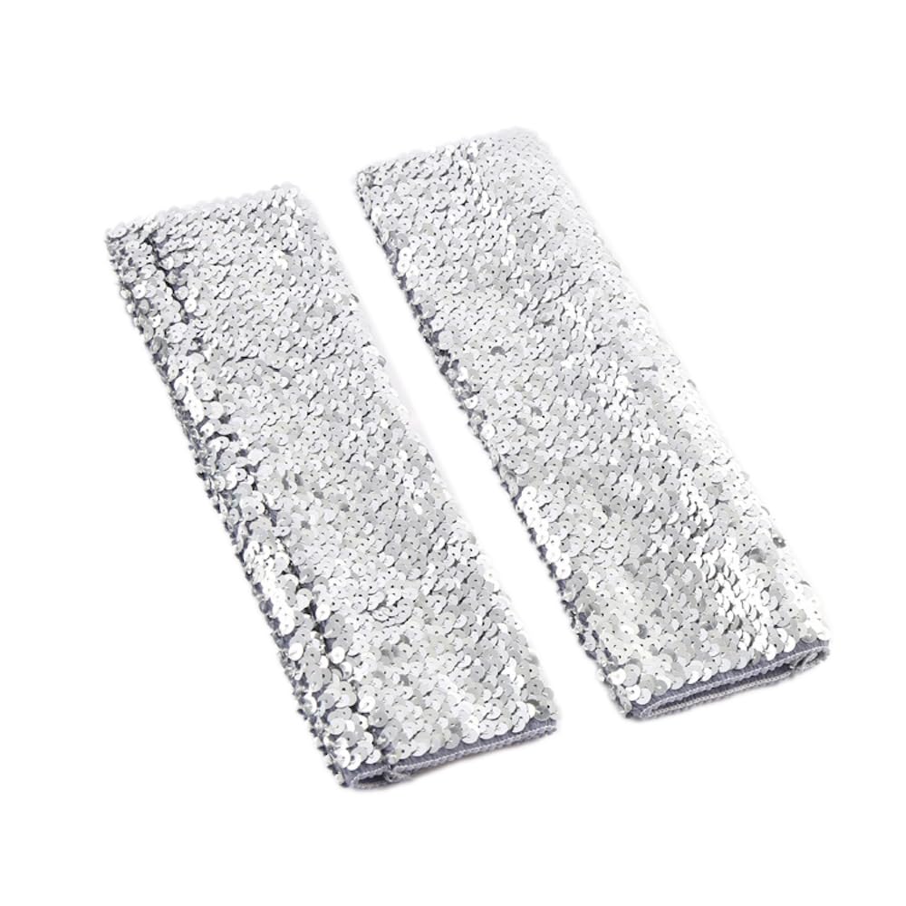 Fingerless Sequin Gloves, Half Finger Gloves with Sequins, Arm Warmers Long Gauntlets Gloves, for Masquerade Parties, Halloween, Cosplay, Accessories, Opera Performances, Red, 9 x 21 cm, silver,