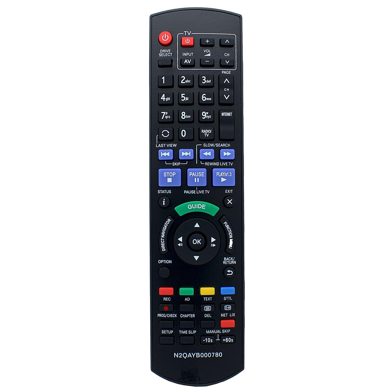 N2QAYB000780 Remote Control Replacement for Panasonic HDD Recorder DMR-HWT130 DMR-HWT130EB DMR-PWT520 DMR-HWT230 DMR-HW120 DMR-HW120EBK DMR-PWT420 DMR-PWT420EB