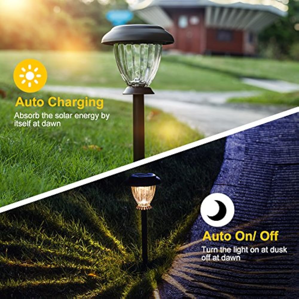 Solar Pathway Lights Outdoor Waterproof Glass Landscape 6 ... Solar Pathway Lights Outdoor Waterproof Glass Landscape 6 ...