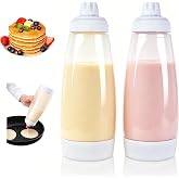 2 Packs of Pancake Batter Dispenser,1000ml Squeeze Pancake Dispenser | Mixer Bottle with Stainless Steel wire Ball,Suitable for Pancakes Crepes Waffle Muffins Qatayef Cupcak