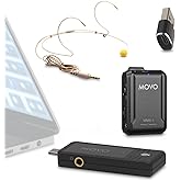 Movo WMX-1-UH USB-C Wireless Headset Microphone - USB Wireless Headset Microphone for Computers, Smartphones, and Tablets