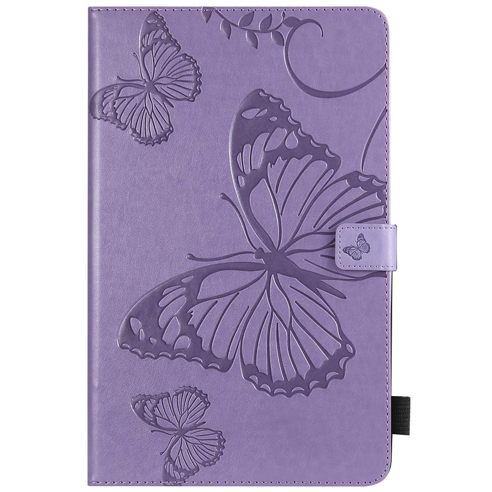 LMFULM® Case for All Kindle Paperwhite (2018/2016/ 2015/2013/ 2012 Models with 6 Inch Display) PU Leather Ultra-Thin Magnetic Leather Cover Embossing Butterfly Stand Case Flip Cover Purple